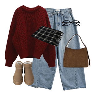 데님,니트,부츠 코디