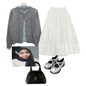 Skirt,Cardigan/vest,Fall,Black,Shoulderbag 코디