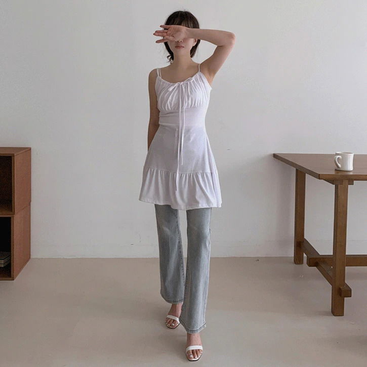 Moving Neck Ribbon 5 Flare Bustier Dress 短裙