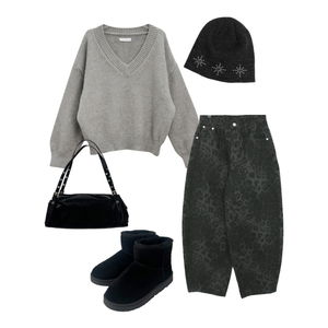 Black,Knitwears,Dailyfashion,Codicontest,Casual,sweater,cozy,winter,gray,monochrome,leopard 코디