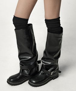 프버츄 버클 주름 롱 부츠 Buckle Pleated Long Boots