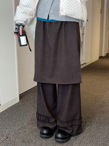 ディープカラーミディスカートパンツ