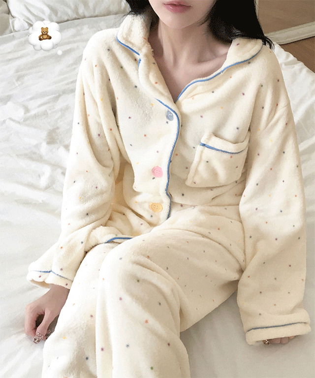 ドッティドットポケットミンク睡眠パジャマセット ホームウェア