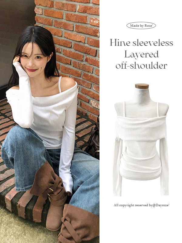 Hine Sleeveless Shirring Off-Shoulder 无袖
