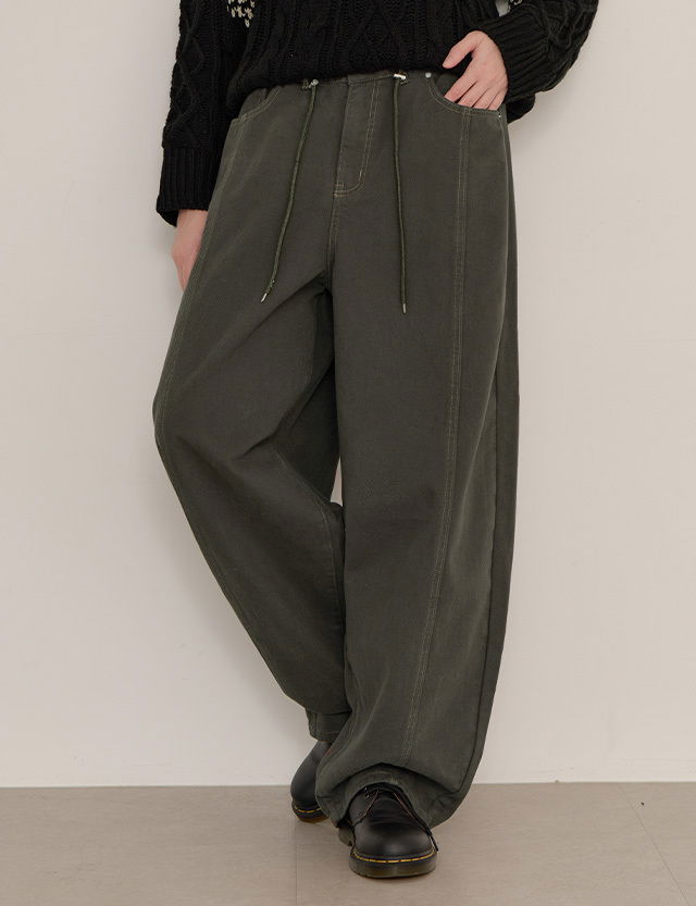 Work Low Fleece Fleece-lined Curved Banding Pants 85009 (Delayed delivery)