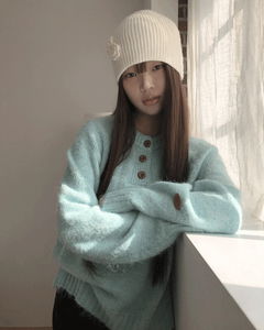 Shaha Henley Neck Button Overfit Knitwear