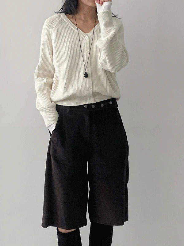 베이직 하찌 울 브이넥 가디건 (3C)