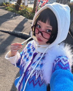 Button Neck Warmer Hooded Balaclava