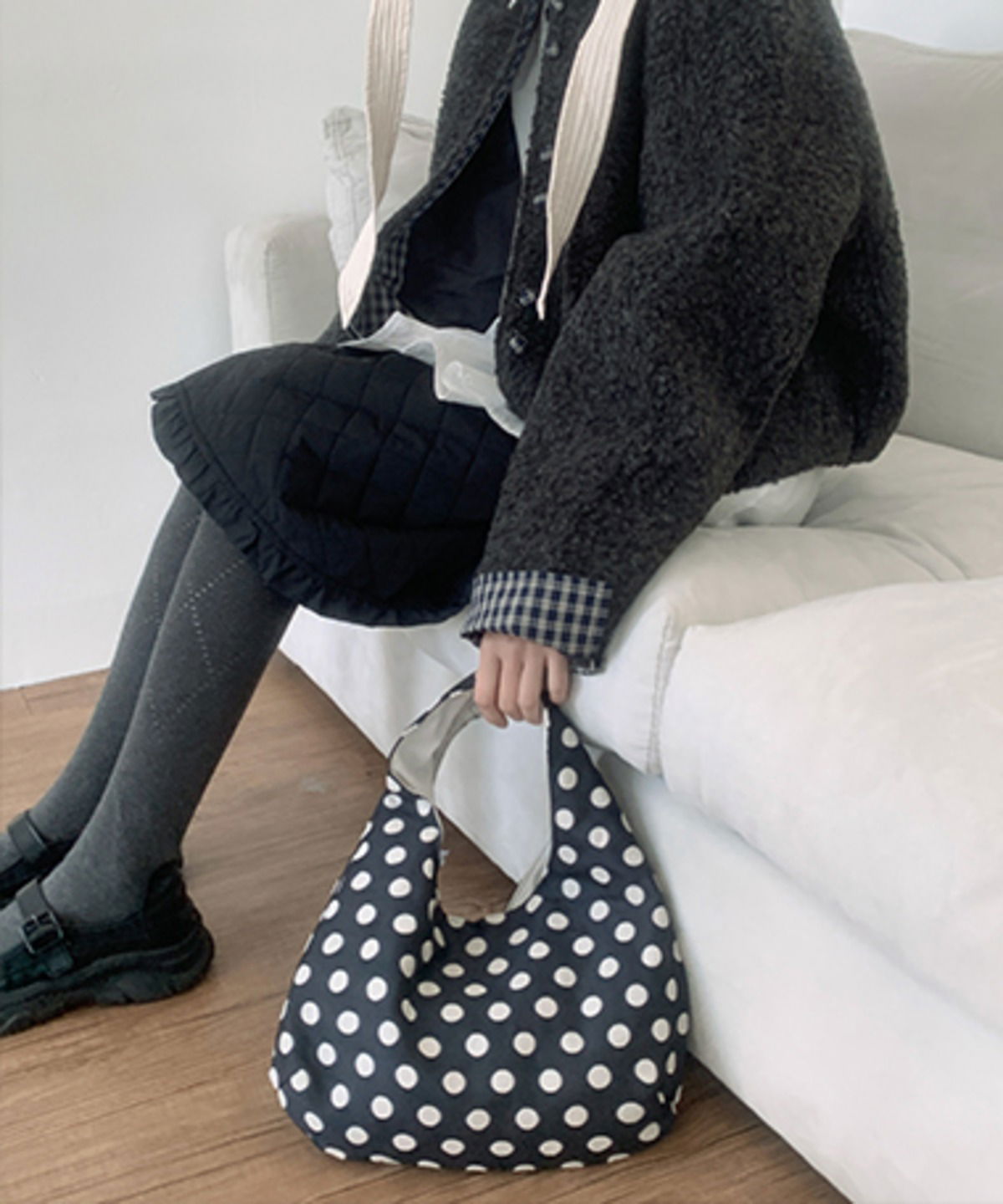 코베 도트 자카드 미니 숄더백