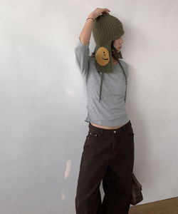 Serena Fleece-lined boat neck 3/4 sleeve t-shirt