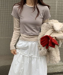 テッツ配色レイヤードロングスリーブTシャツ
