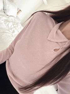 バビ ウール ボタン スリット モックネック フリース長袖Tシャツ（3color）