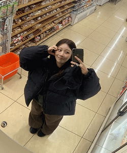 テリエオーバーフィットチェックダウンジャケット