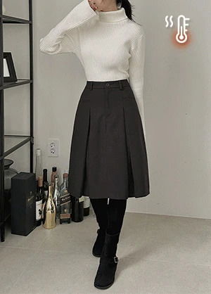 베렌니아 겉기모 맞주름 미디 스커트
