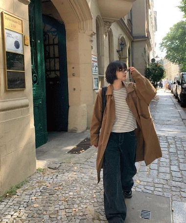 休閒寬鬆風衣大衣