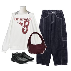 無袖,牛仔褲,長袖上衣 코디