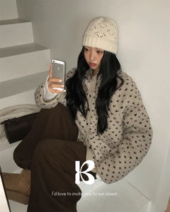 點點毛絨寬鬆立領外套