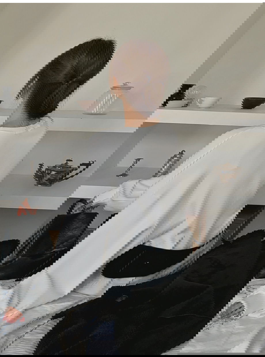 리리앤코 세이누어 스판 피치기모 루즈핏 라운드넥 티셔츠