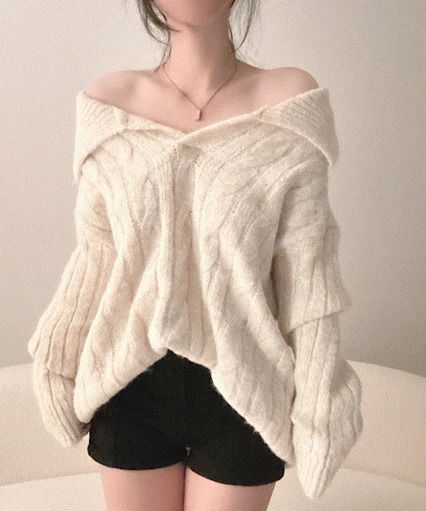 울함유, 포근 고퀄 루즈핏 카라 꽈배기 니트 3color