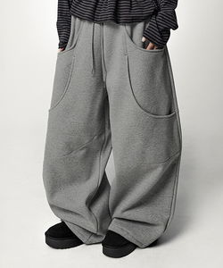 抓絨口袋氣球寬版訓練褲