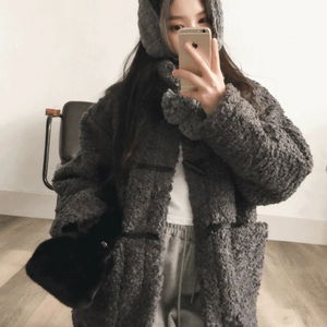 Pomi Teddy Pogle Dumpling Tteokbokki Half Coat 3 Colors