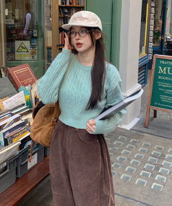 Twisted Crop Knitwear Long Sleeve Shibori