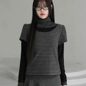 레콜 스트라이프 퍼프티셔츠