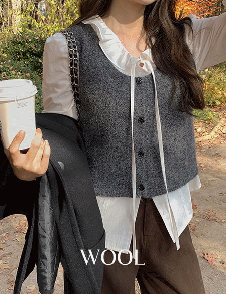 쁘띠앙 크롭 니트 베스트 85026