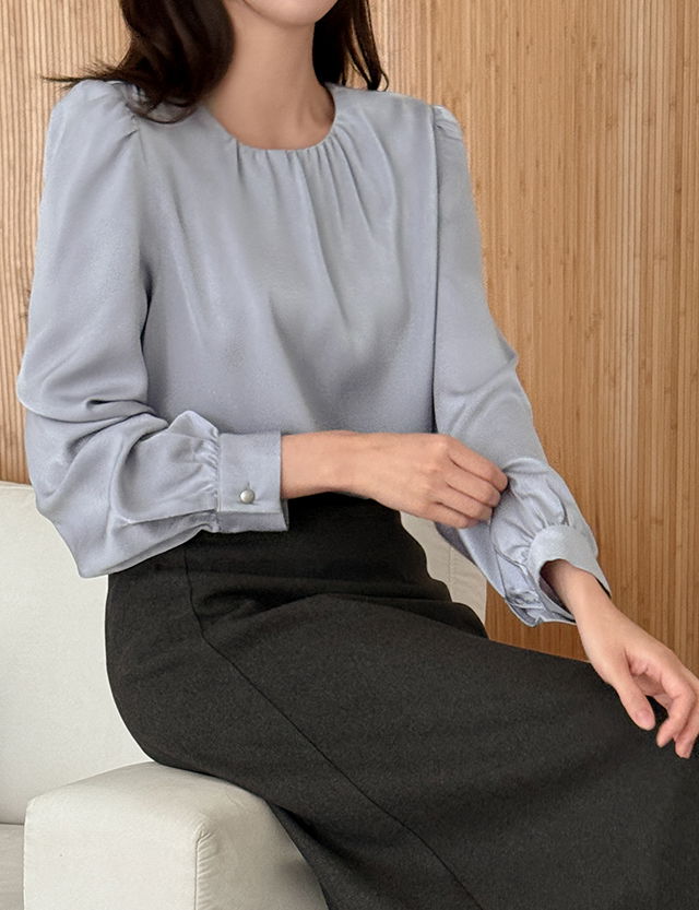 Uni Shirring Back Ribbon Blouse 84983