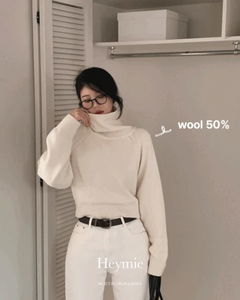 ヘイミーモックタートルネッククロップ長袖ニット