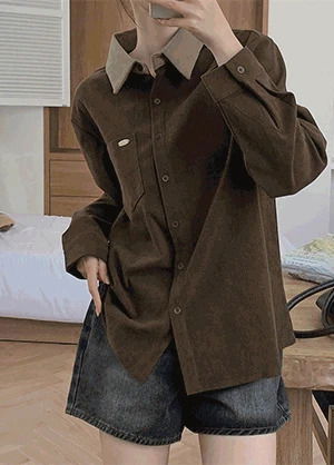 덴크베디 피치기모 배색 셔츠