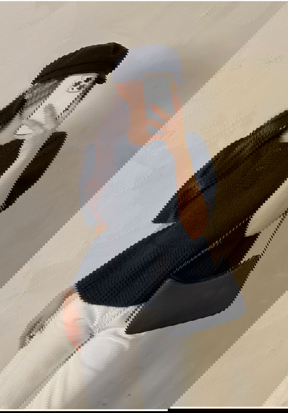 리리앤코 벨로테린 페플럼 버튼 루즈핏 반팔 니트