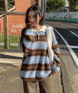 Hammond Brush Collar Striped Knitwear - 4 colors