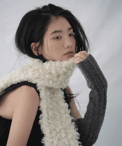 Moeji Wool Fur Long Muffler