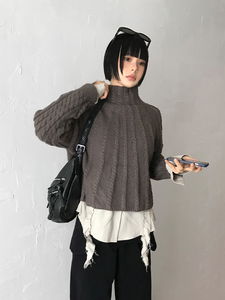 CABLE HIGH-NECK KNIT (4color)