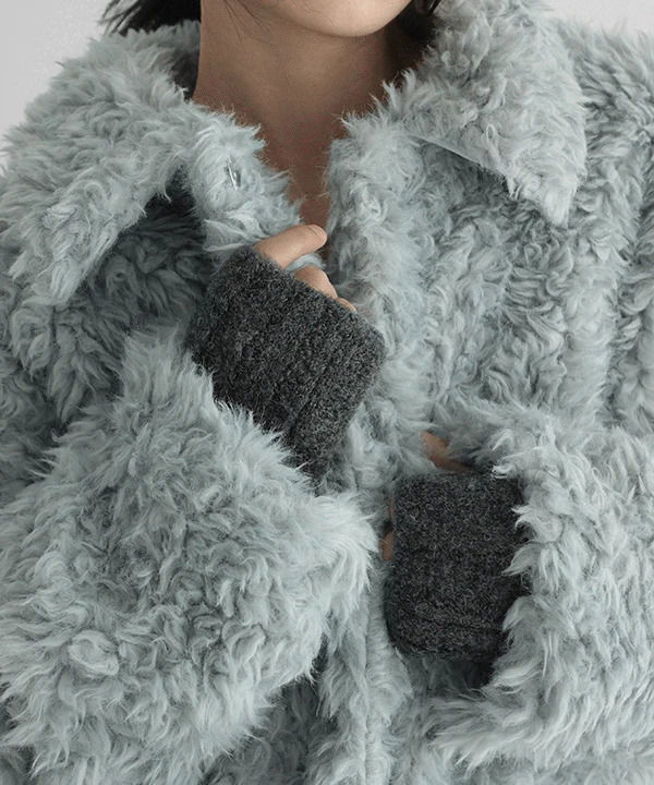 Allnutty Semi-Crop Collar Fur Jacket