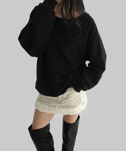 Link Raglan Unbalanced Off-Shoulder Sweatshirt