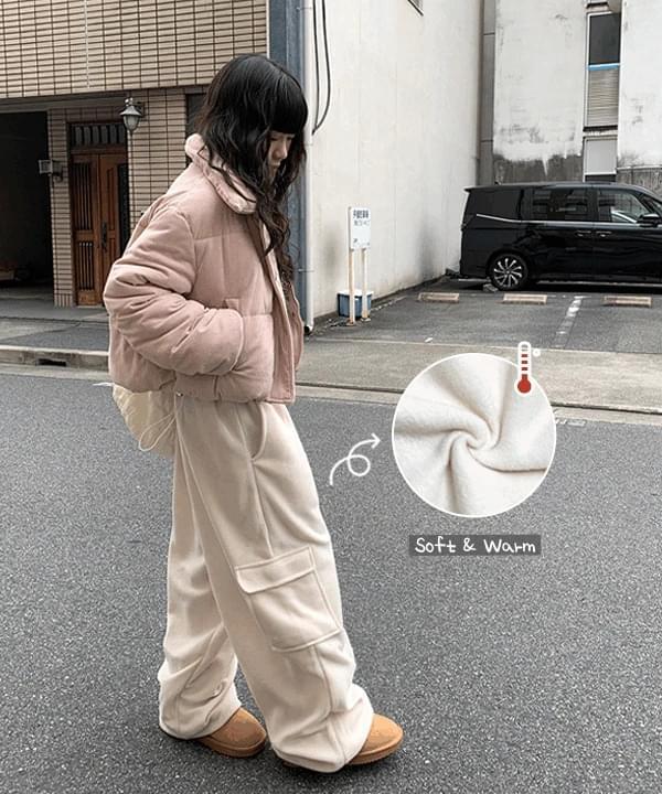 포딩 후리스 카고 와이드 롱 팬츠 (4color)