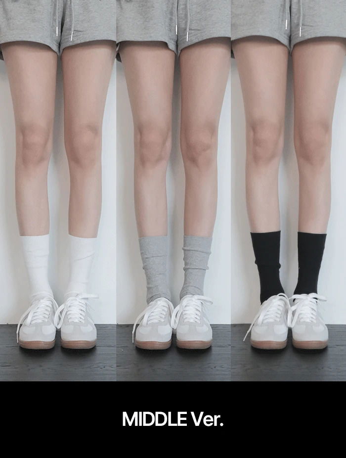 Ribbed Long Middle Daily Anhler Long Socks Pleated Knee Socks