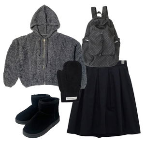 스커트,가디건&베스트,부츠 코디