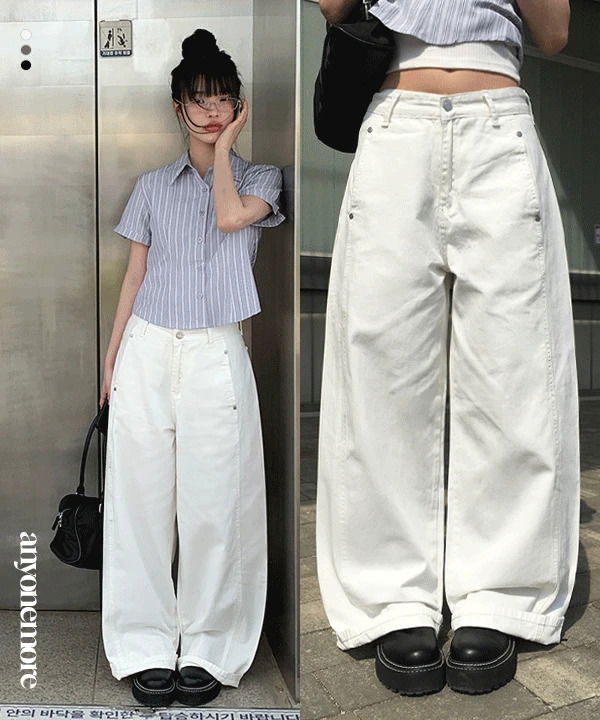 ネアリベットサイド切り替えワイドコットンパンツ