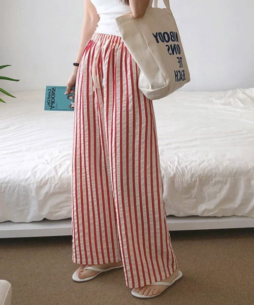 シュタインジジミバンディングストライプワイドパンツ