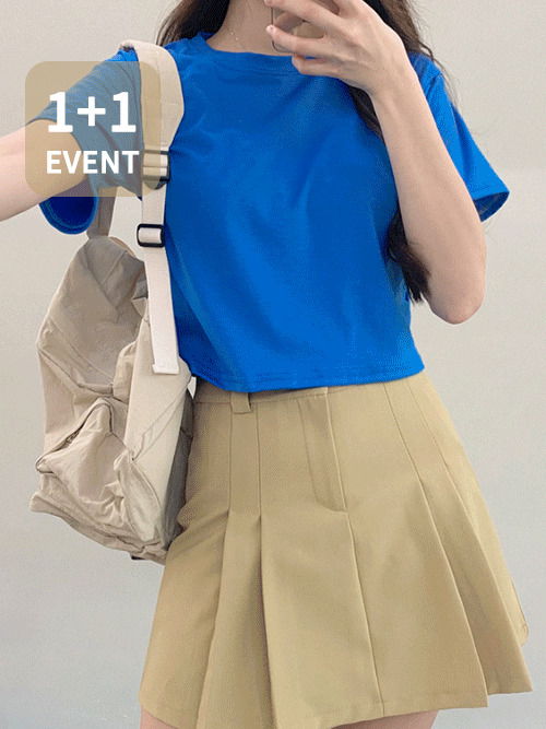 Minimal Round Neck Crop Short Sleeve T-Shirt T#YW1067 短袖上衣