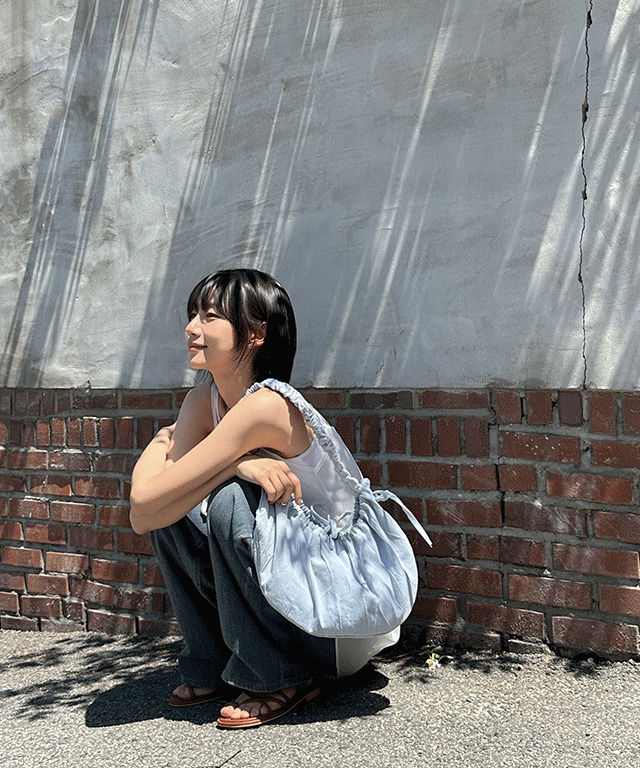 ツインクリボンデニムホボショルダーバッグ