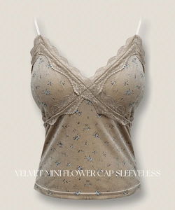 絲絨印花V領細肩背心