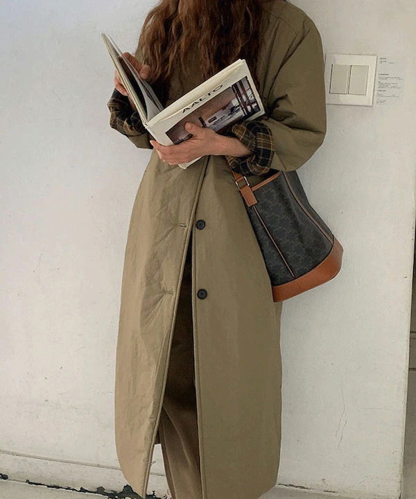 D84 Check Cuff Long Padded Coat (Delayed delivery)