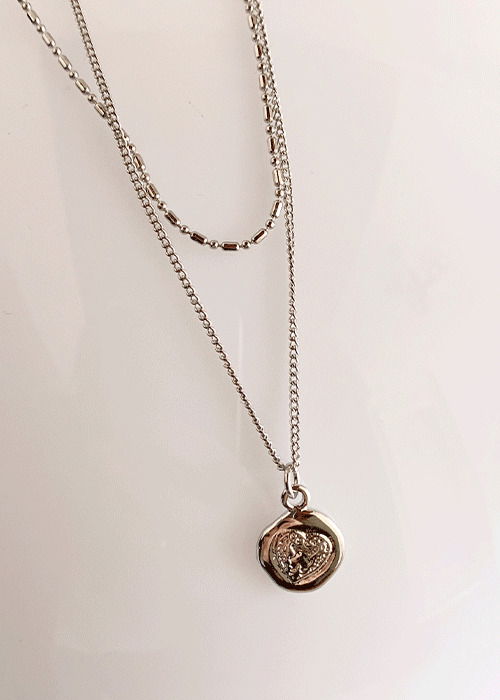 銀色愛心雙層項鍊