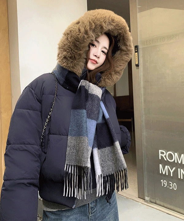 D94 Fur Hood Point Short Padding 羽絨外套