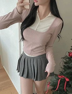 Wafer Collar Layered T-Shirt