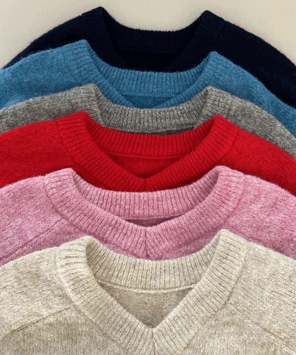Cashian V- V-Neck Loose-fit oversized label knitwear 6 colors